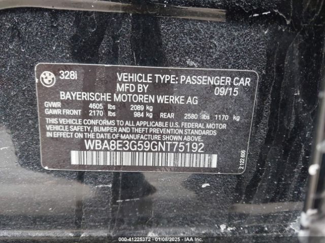 WBA8E3G59GNT75192 BMW 328i Xdrive