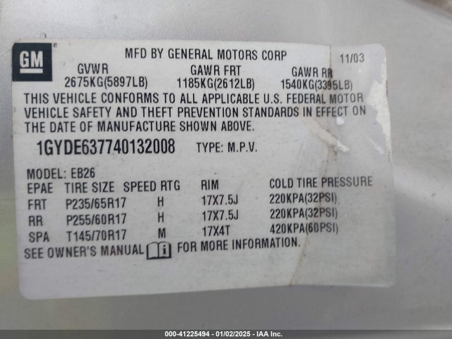 2004 CADILLAC SRX 1GYDE637740132008 Photo 8
