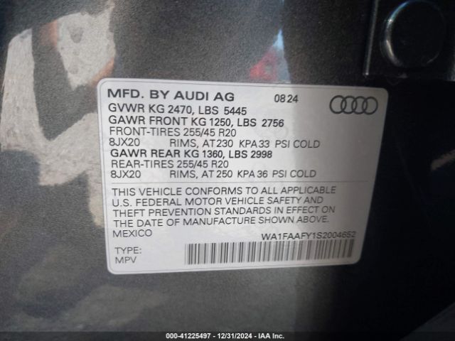 WA1FAAFY1S2004652 Audi Q5 Prestige 45 Tfsi S Line Quattro S Tronic