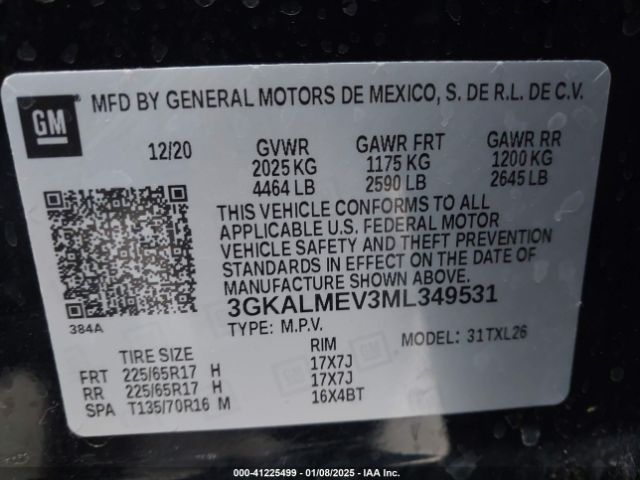 3GKALMEV3ML349531 GMC Terrain Fwd Sle