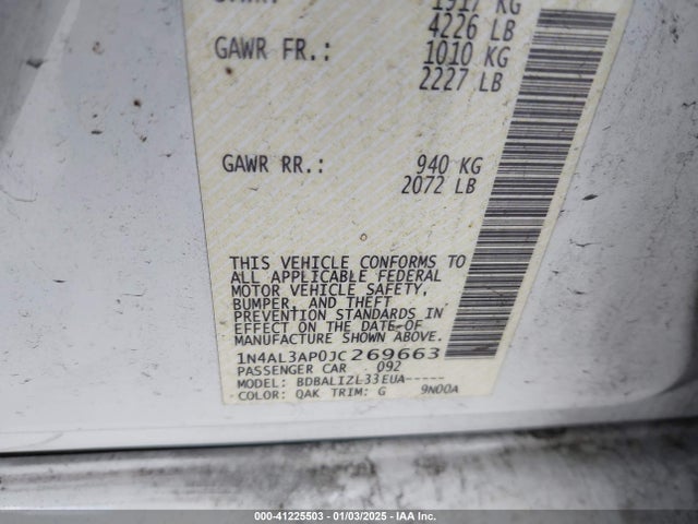 Nissan Altima 2.5 Sv 2018 1N4AL3APOJC269663 Image 9