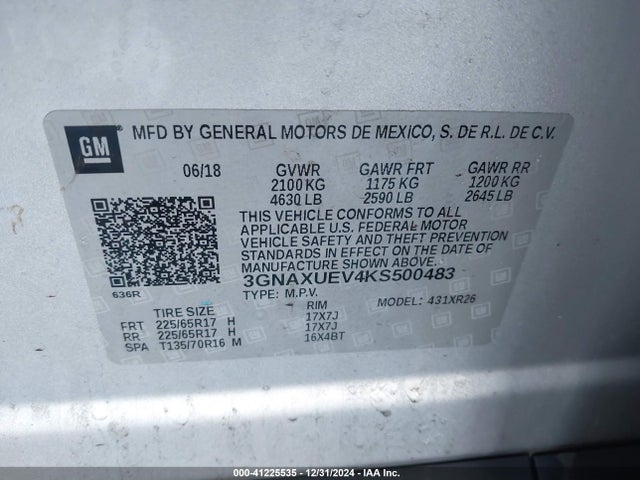 Chevrolet EQUINOX LT 2019 3GNAXUEV4KS500483 Image 9