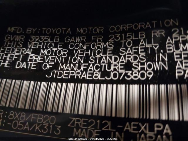 JTDEPRAE8LJ073809 Toyota COROLLA LE