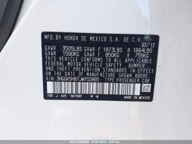 3HGGK5H87JM702865 Honda FIT EX