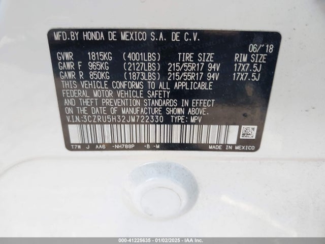 Honda HR-V LX 2018 3CZRU5H32JM722330 Image 9