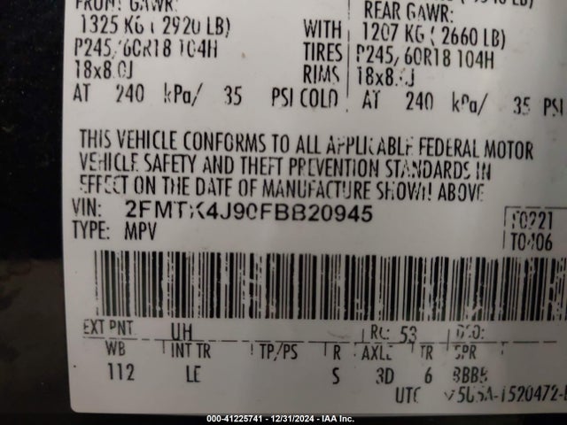 Ford EDGE SEL 2015 2FMTK4J90FBB20945 Image 9