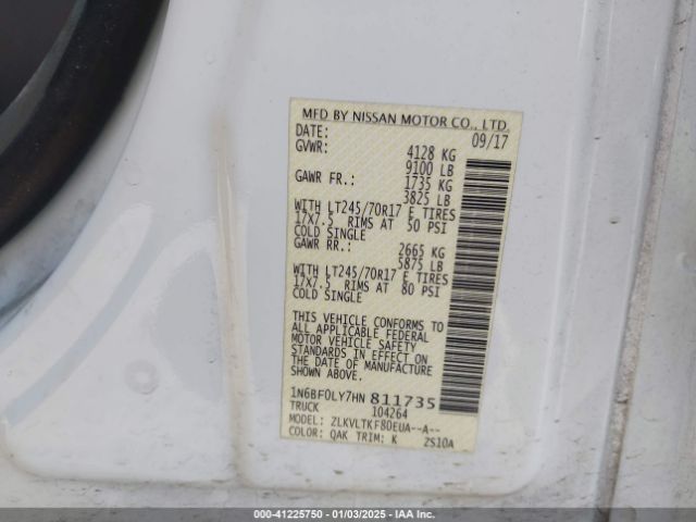 1N6BF0LY7HN811735 Nissan Nv Cargo Nv2500 Hd Sv V6