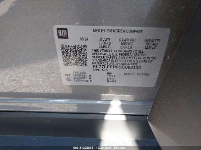 KL77LFEP0SC063130 Chevrolet Trax Fwd Ls