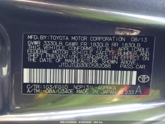 JTDJTUD30ED582088 Toyota Yaris Le (tmc/cbu Plant)