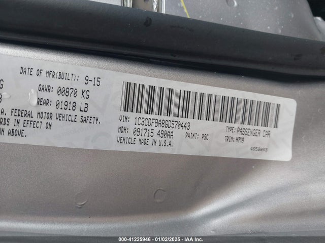 Dodge DART SXT 2016 1C3CDFBA8GD570443 Image 9