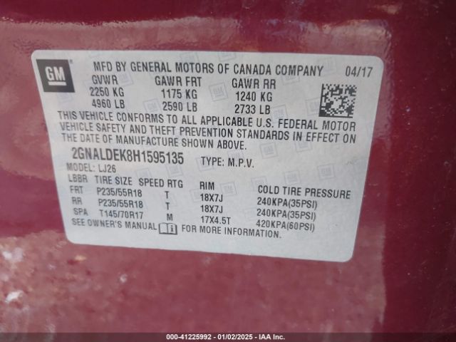 2GNALDEK8H1595135 Chevrolet Equinox Premier