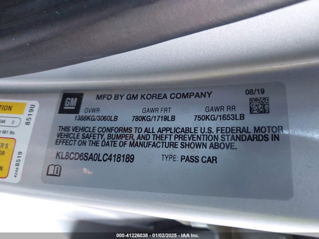 KL8CD6SA0LC418189 Chevrolet Spark Fwd 1lt Automatic