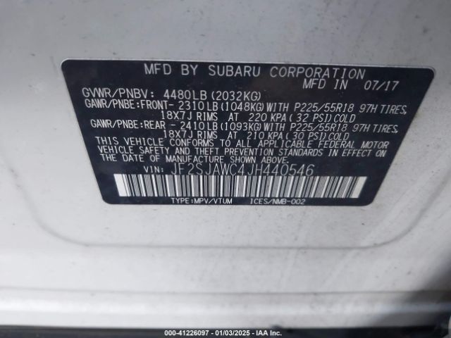 JF2SJAWC4JH440546 Subaru Forester 2.5i Touring