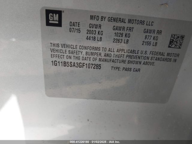 1G11B5SA3GF107285 Chevrolet Malibu Limited Ls