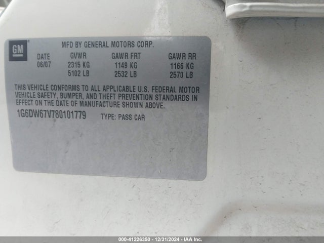 2008 CADILLAC STS 1G6DW67V780101779 Photo 8