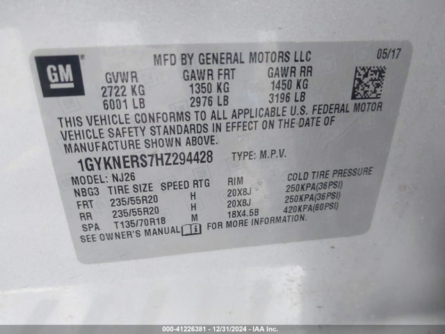 2017 CADILLAC XT5 1GYKNERS7HZ294428 Photo 8
