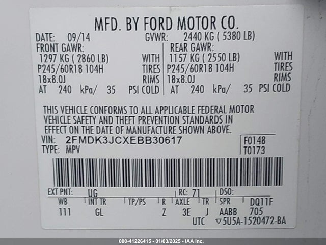 Ford EDGE SEL 2014 2FMDK3JCXEBB30617 Image 9