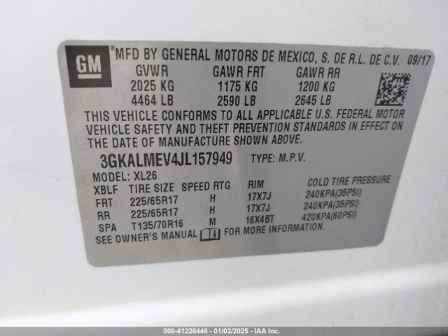 3GKALMEV4JL157949 GMC Terrain Sle