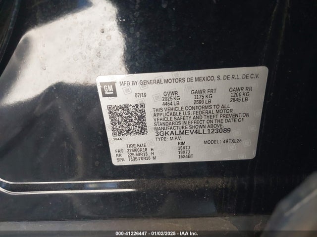 3GKALMEV4LL123089 GMC Terrain Fwd Sle
