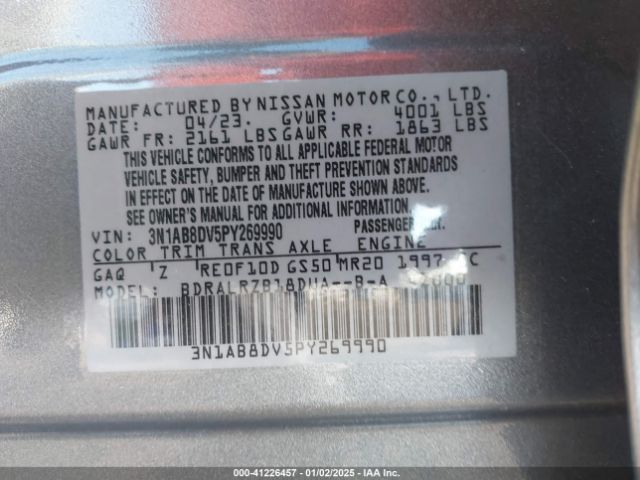 3N1AB8DV5PY269990 Nissan Sentra Sr Xtronic Cvt
