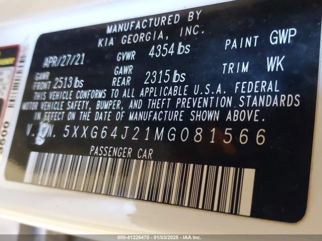 5XXG64J21MG081566 KIA K5 Gt-line