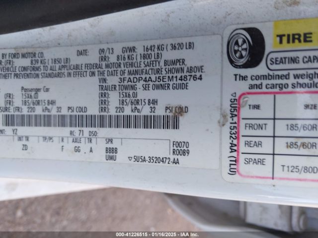 3FADP4AJ5EM148764 Ford FIESTA S