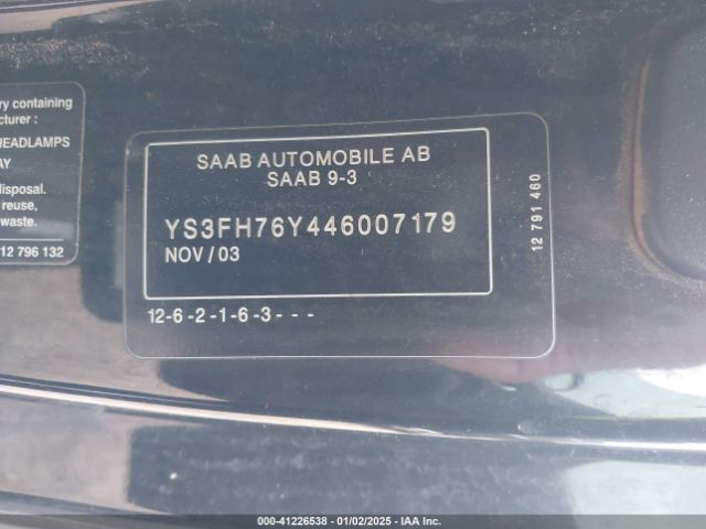 2004 SAAB 9-3 YS3FH76Y446007179 Photo 8