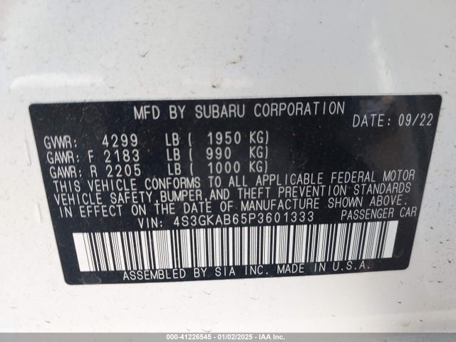 Subaru Impreza Base 2023 4S3GKAB65P3601333 Image 9