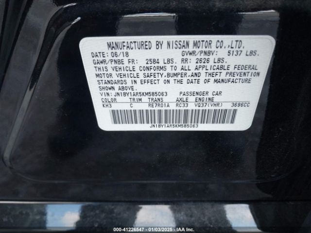 JN1BY1AR5KM585063 Infiniti Q70 3.7x Luxe