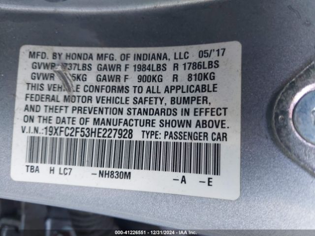 19XFC2F53HE227928 Honda Civic Lx