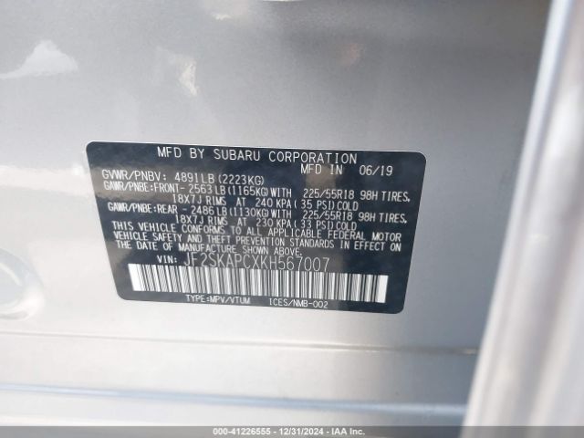 JF2SKAPCXKH567007 Subaru Forester Sport