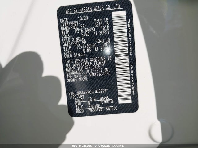 JN8AY2NC1L9622297 Nissan Armada Platinum 4wd