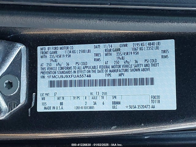 1FMCU9J9XFUA55748 Ford Escape Titanium