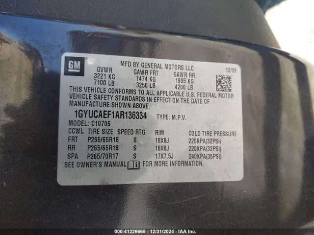 2010 CADILLAC ESCALADE 1GYUCAEF1AR136334 Photo 8