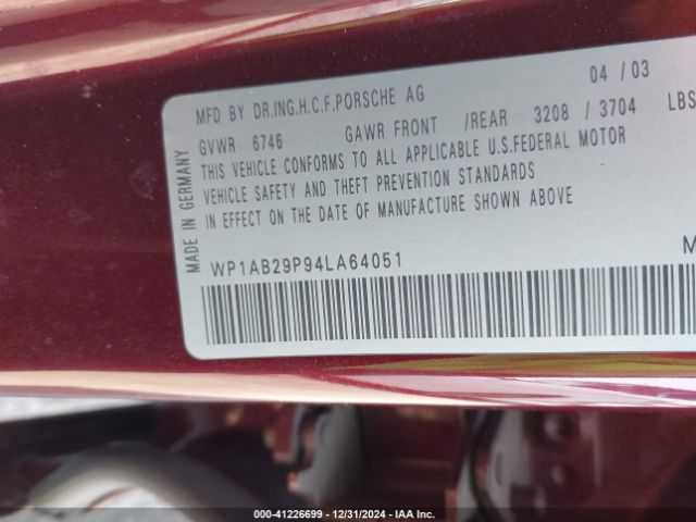 2004 PORSCHE CAYENNE WP1AB29P94LA64051 Photo 8