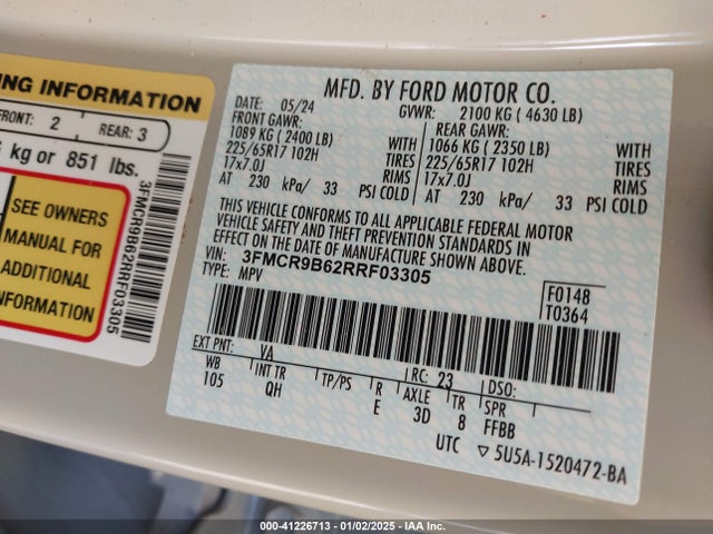 3FMCR9B62RRF03305 Ford Bronco Sport Big Bend