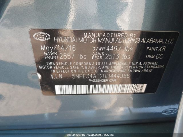 5NPE34AF2HH444356 Hyundai Sonata Sport