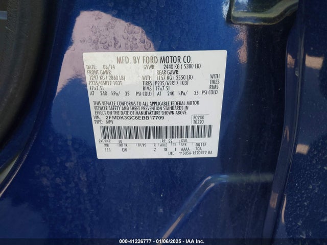 Ford EDGE SE 2014 2FMDK3GC6EBB17709 Image 9