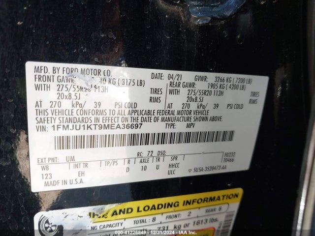 1FMJU1KT9MEA36697 Ford Expedition Limited