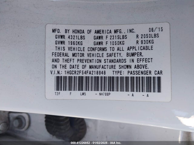 Honda Accord Sport 2015 1HGCR2F54FA218948 Image 9