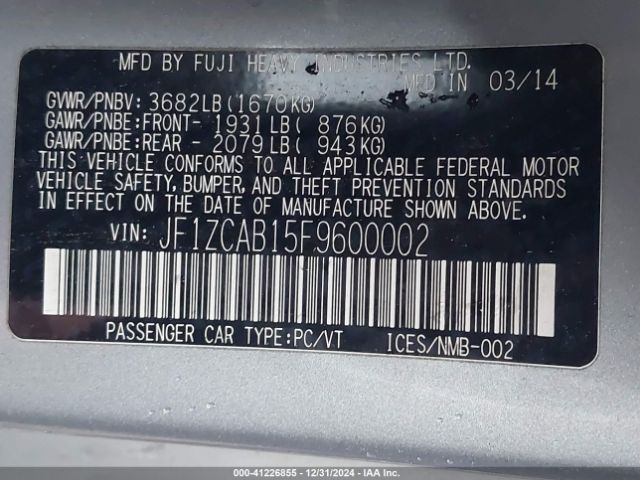 JF1ZCAB15F9600002 Subaru Brz Premium