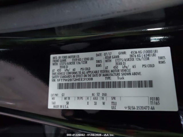 1FT7W2BT2HEE31308 Ford F-250 Lariat