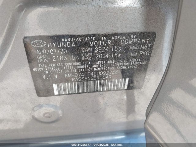 KMHD74LF4LU092744 Hyundai ELANTRA SE