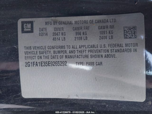 2G1FA1E35E9265292 Chevrolet Camaro 2ls