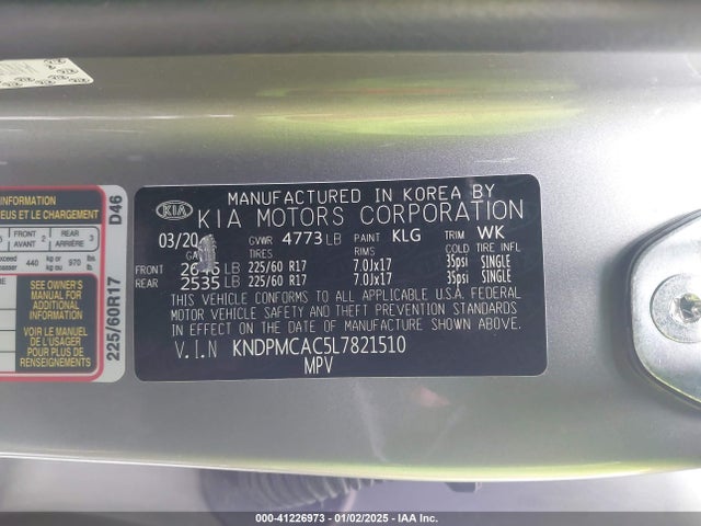 KNDPMCAC5L7821510 KIA Sportage Lx