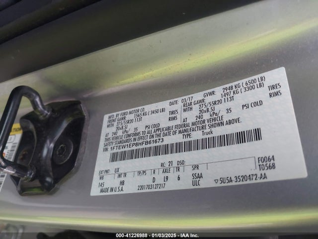Ford F-150 Lariat 2017 1FTEW1EP8HFB61673 Image 9
