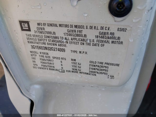 2002 CADILLAC ESCALADE EXT 3GYEK63N02G274009 Photo 8