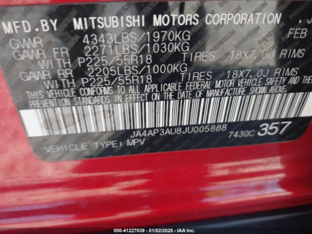 2018 MITSUBISHI OUTLANDER SPORT JA4AP3AU8JU005888 Photo 8