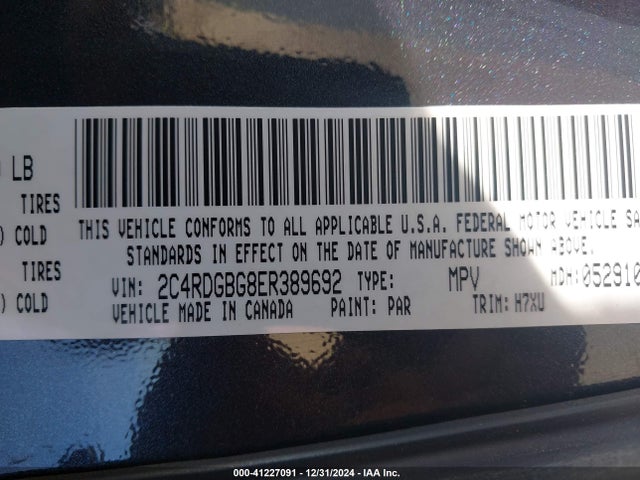 2C4RDGBG8ER389692 Dodge Grand Caravan Se