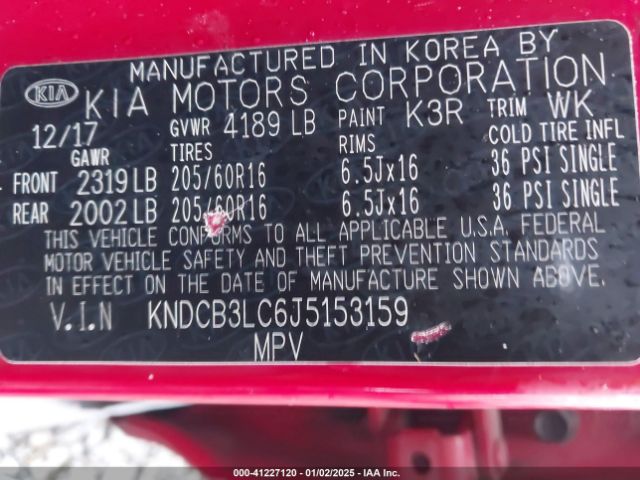 KNDCB3LC6J5153159 KIA NIRO LX